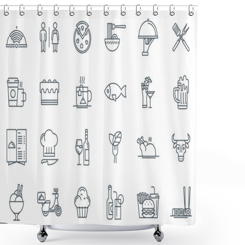 Personality  Restaurant Icon Set Shower Curtains