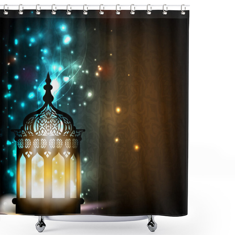 Personality  Intricate Arabic Lamp With Lights On Shiny Background. EPS 10. Shower Curtains