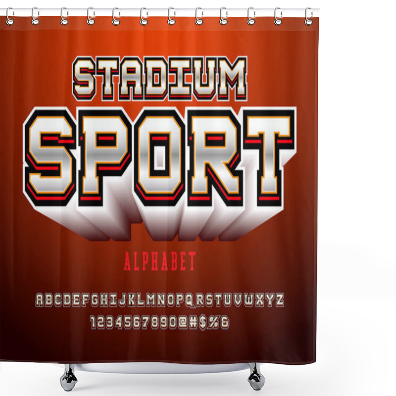 Personality  Sports Style Alphabet Design With Uppercase, Lowercase, Numbers And Symbols Shower Curtains