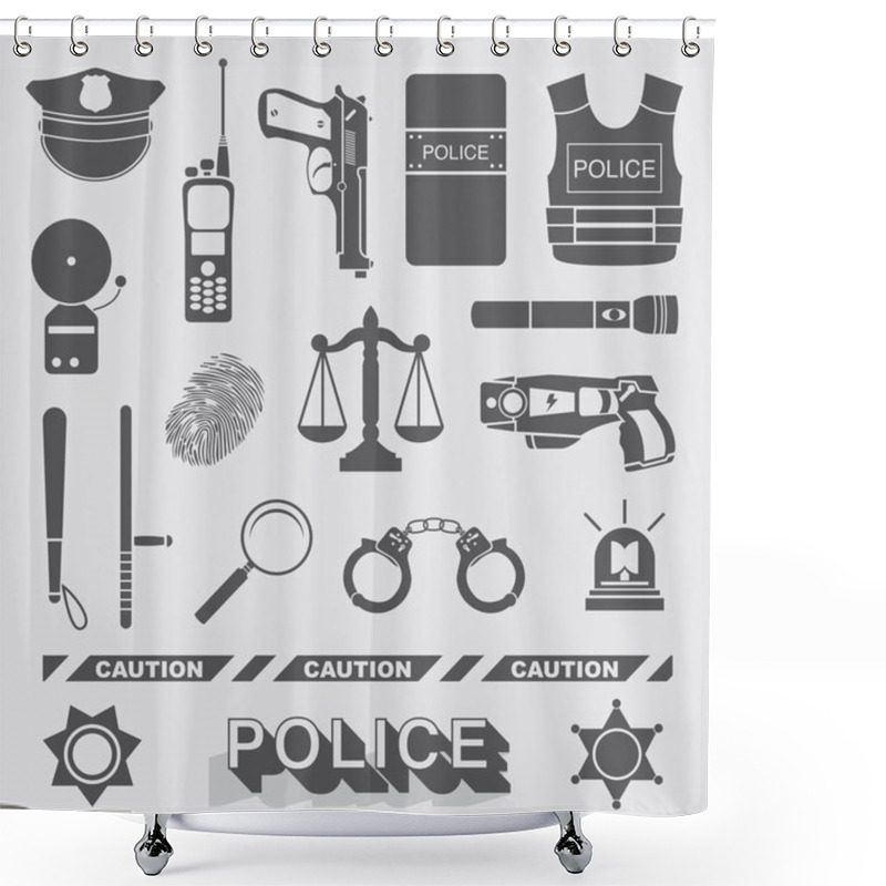 Personality  Vector Set: Police Officer And Detective Icons Shower Curtains