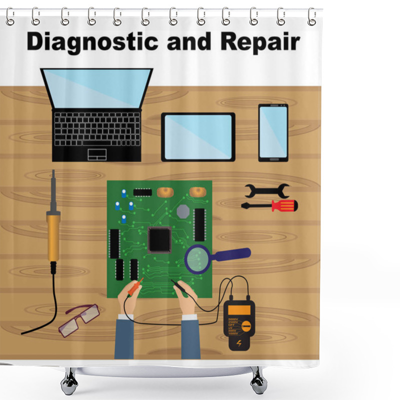 Personality  Electronics Repair Icons Shower Curtains