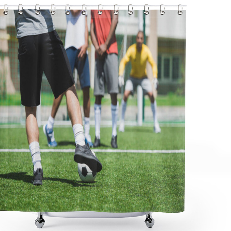 Personality  Soccer Players At Pitch Shower Curtains