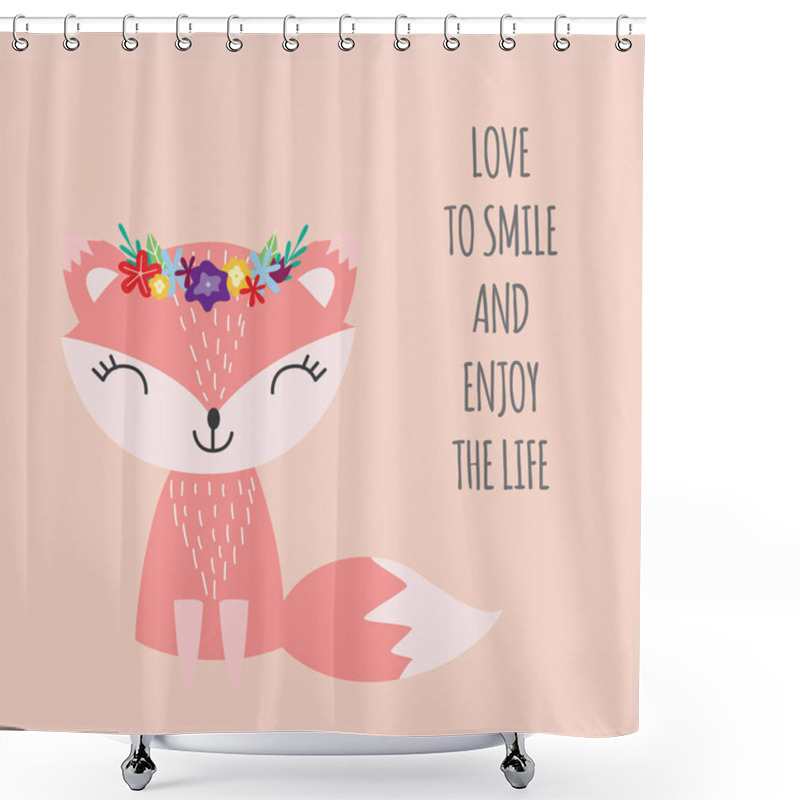 Personality  Card With Positive Saying And Fox Flat Scandinavian Vector Illustration. Shower Curtains