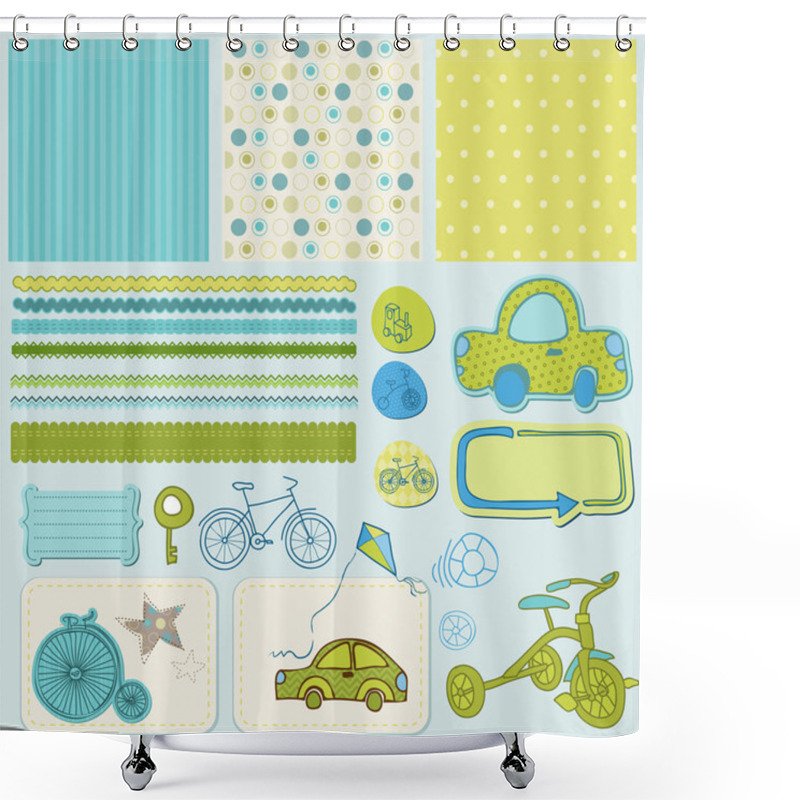 Personality  Design Elements For Baby Scrapbook Shower Curtains