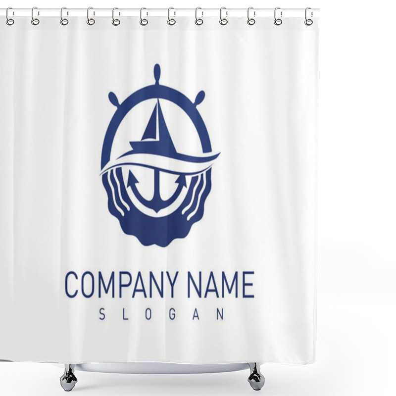 Personality  Marine Concept Logo On White Background Shower Curtains