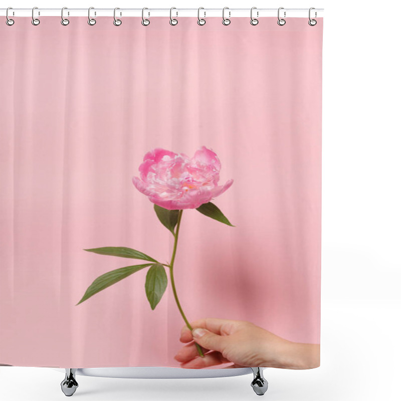 Personality  Fresh Peony In The Hand Shower Curtains