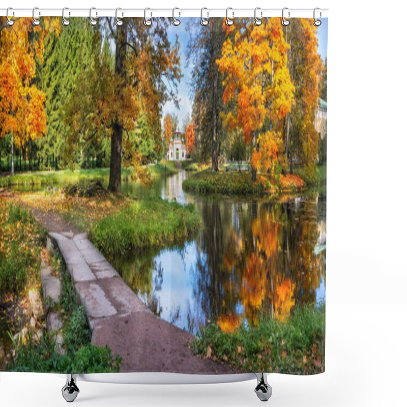 Personality  Autumn Landscape With A Pond  Shower Curtains