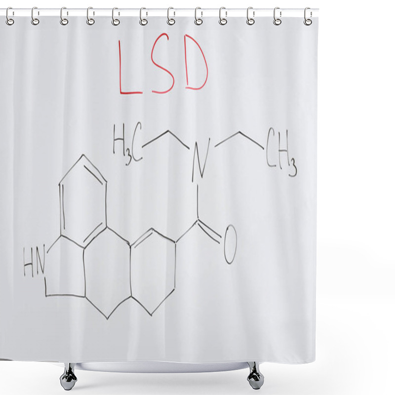 Personality  Top View Of White Board With Chemical Formula And Lettering Lsd  Shower Curtains