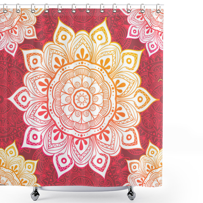 Personality  Seamless Ethnic Pattern With Floral Motives. Mandala Stylized Print Template For Fabric And Paper. Boho Chic Design. Summer Fashion. Vector Illustration Shower Curtains