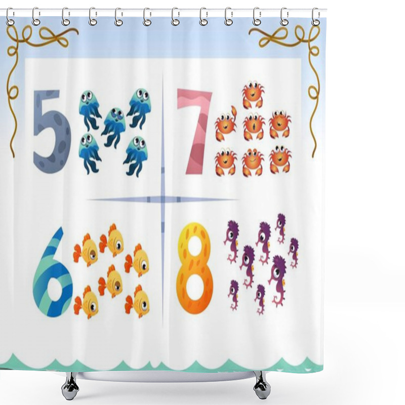 Personality  Collection Number For Kids Isolated On White Background Shower Curtains