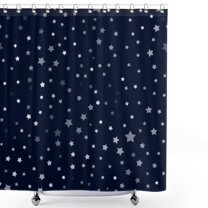 Personality  Seamless Pattern Of Night Sky. Repeated Light Stars On Dark Blue Background. Geometric Sparks Ornament. Vector Texture Illustration. Great For Wrapping Paper, Fabric, Textile, Backdrop, Wallpaper And Shower Curtains