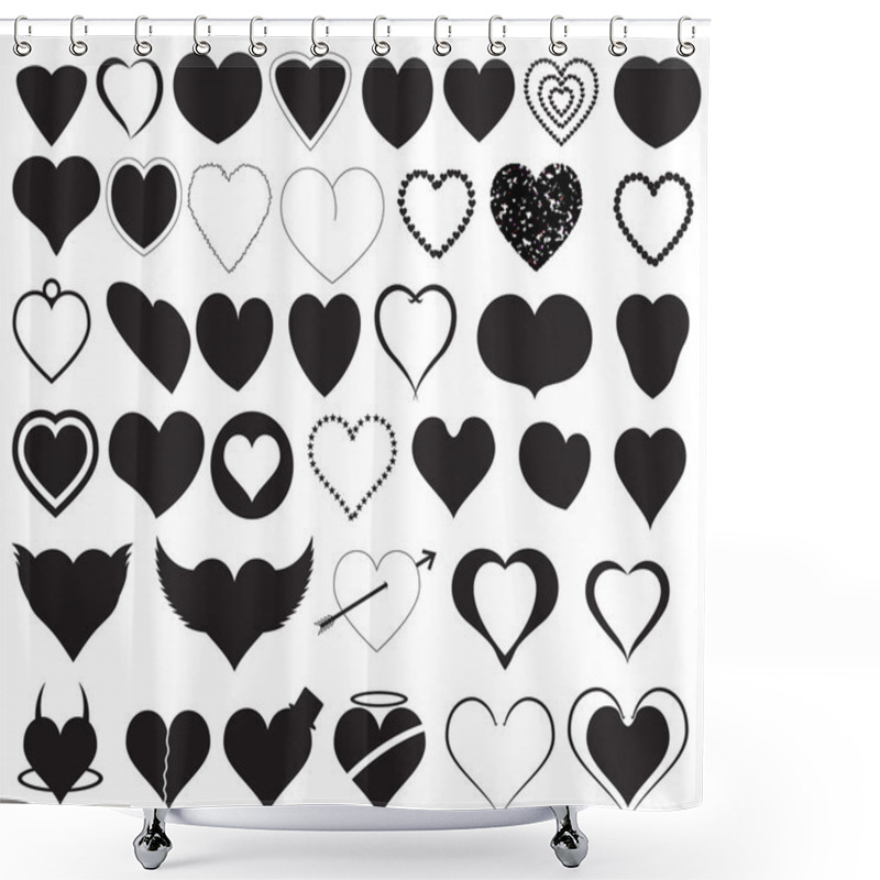 Personality  Hearts Silhouettes Vectors Shower Curtains