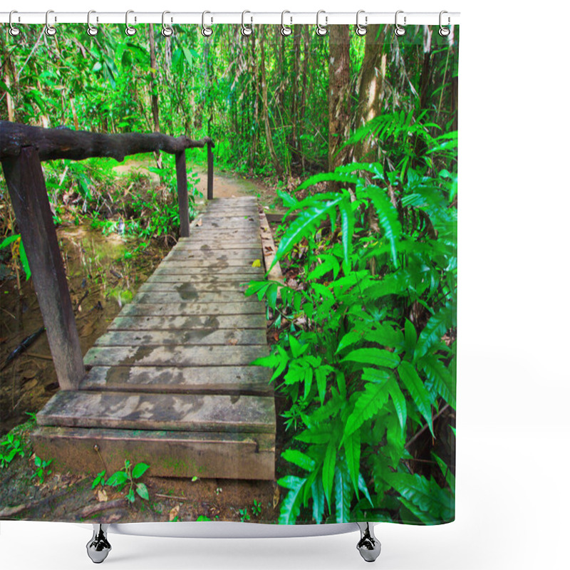 Personality  Wooden Bridge Across The Canal Shower Curtains