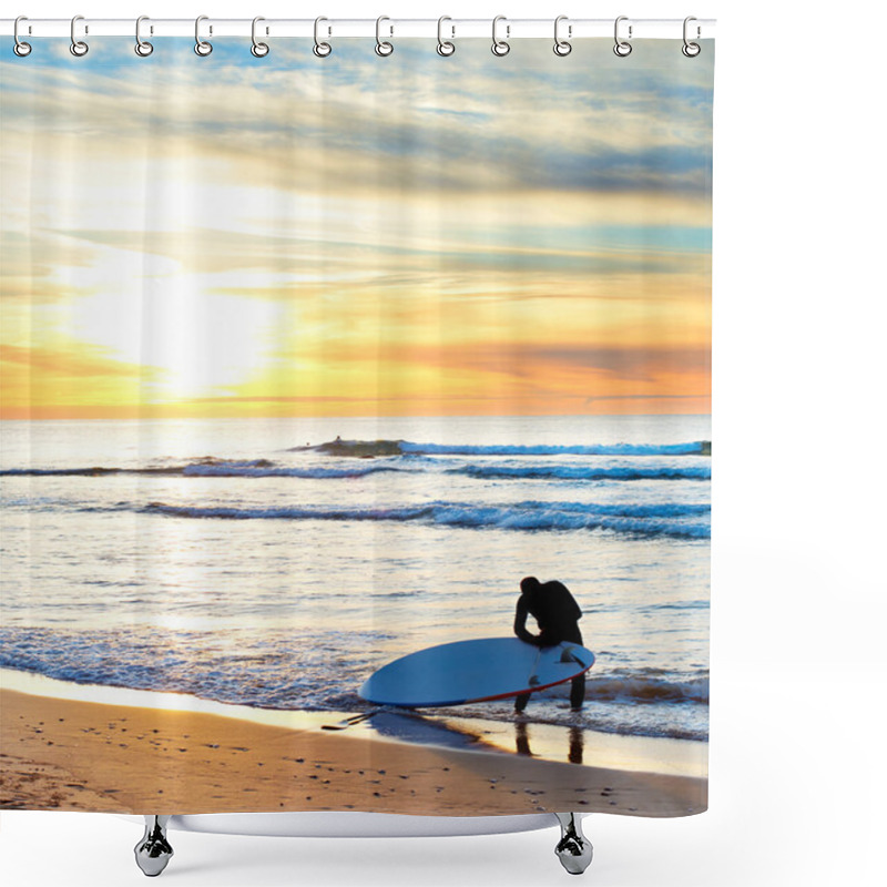 Personality  Surfer Getting Ready For Surfing Shower Curtains