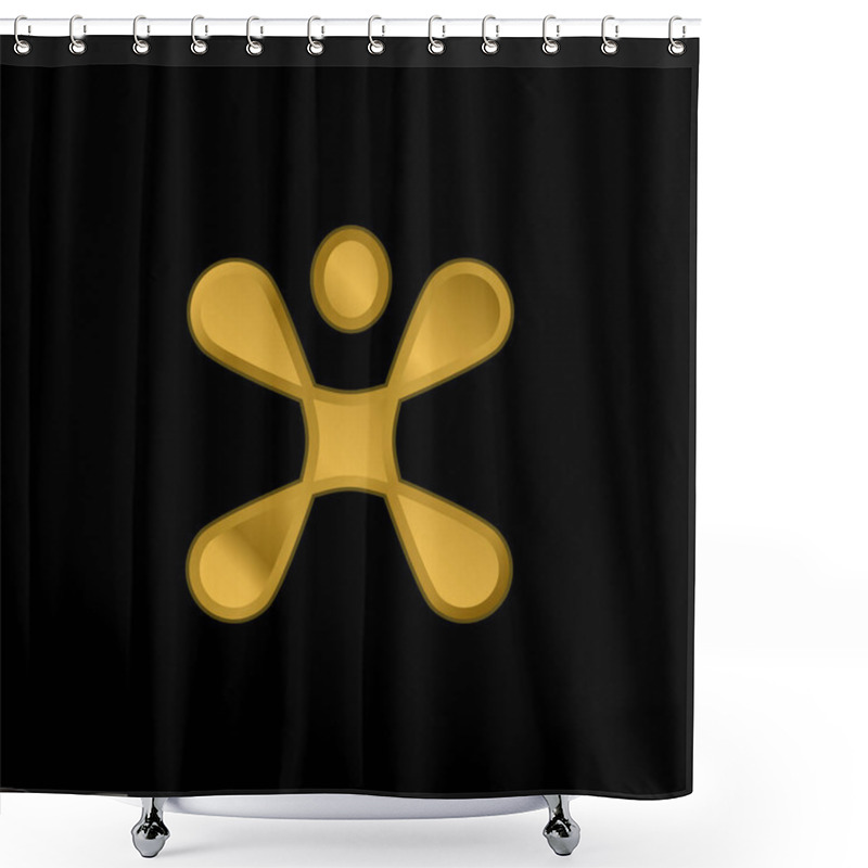 Personality  Abstract Shape Gold Plated Metalic Icon Or Logo Vector Shower Curtains