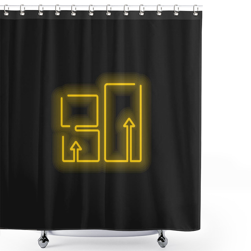 Personality  Boxes Packages Stack Ultrathin Outlines Yellow Glowing Neon Icon Shower Curtains