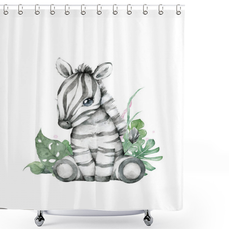 Personality  Cute Baby Zebra Cartoon Illstration Shower Curtains