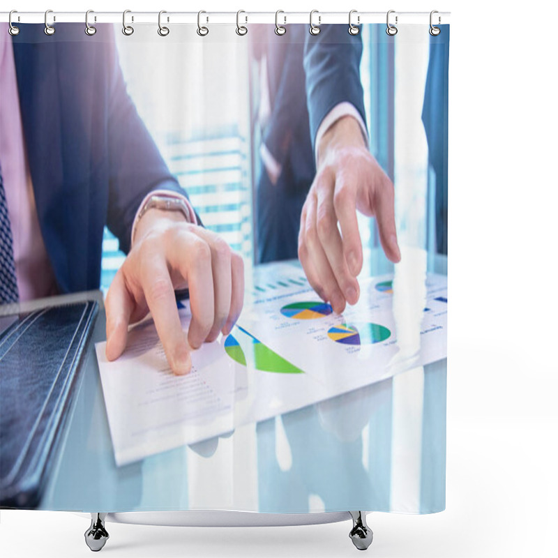 Personality  Business Man Signing A Contract. Businessmen Discuss Report Shower Curtains