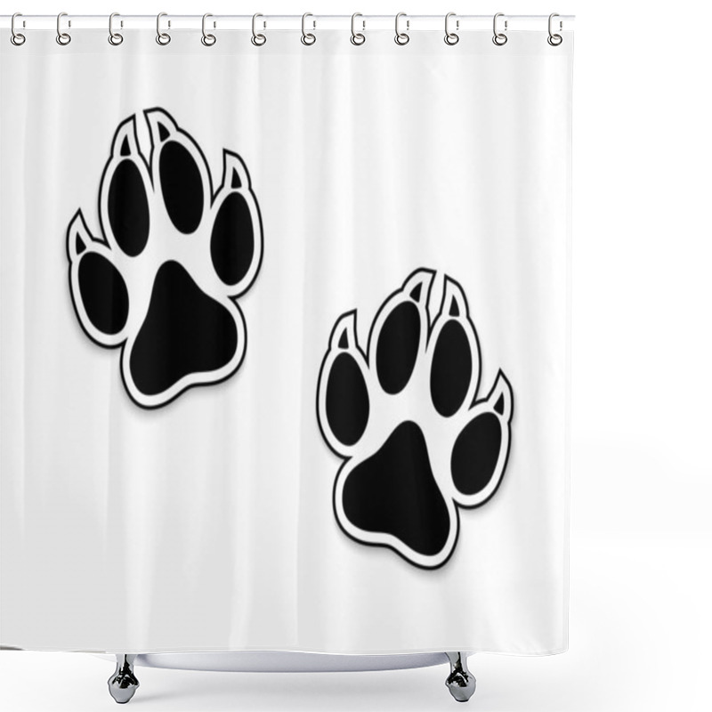 Personality  Black Animal Paw Print Isolated On White Background. Vector Illustration. Shower Curtains