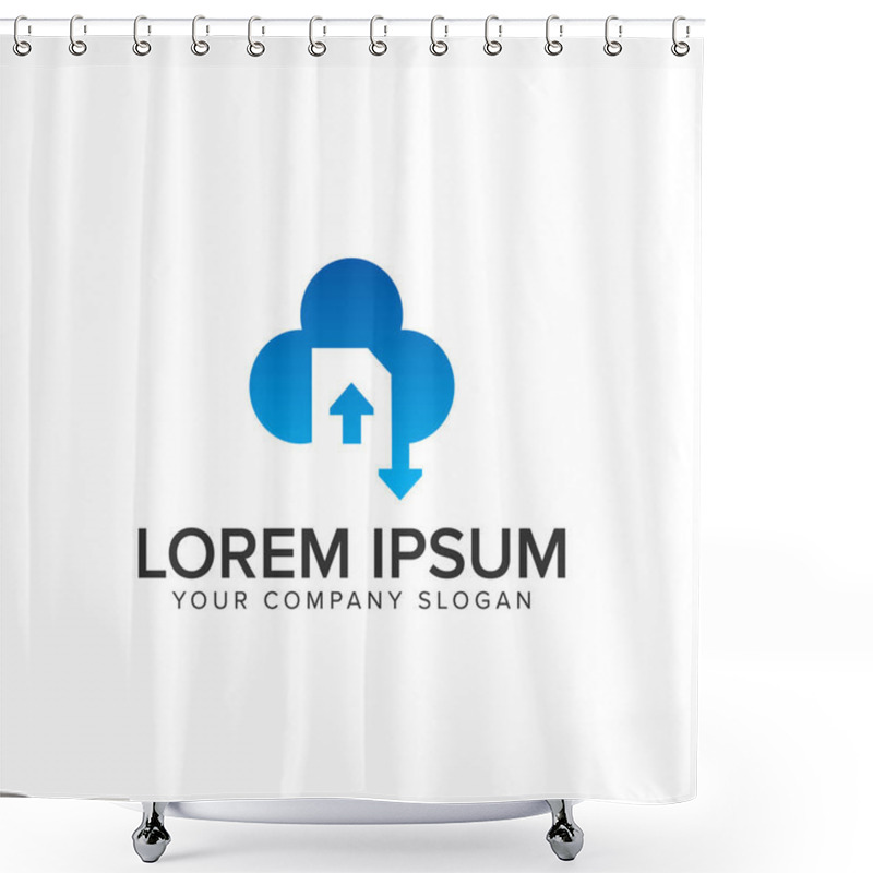 Personality  Cloud Document Download Upload Logo Template Shower Curtains