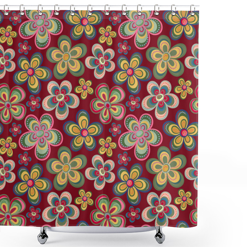 Personality  Vector Seamless Floral Pattern In Doodle Style. Bright Pattern With Flowers. Background For Wallpaper, Paper, Greeting Cards, Invitations And Tissues. Shower Curtains