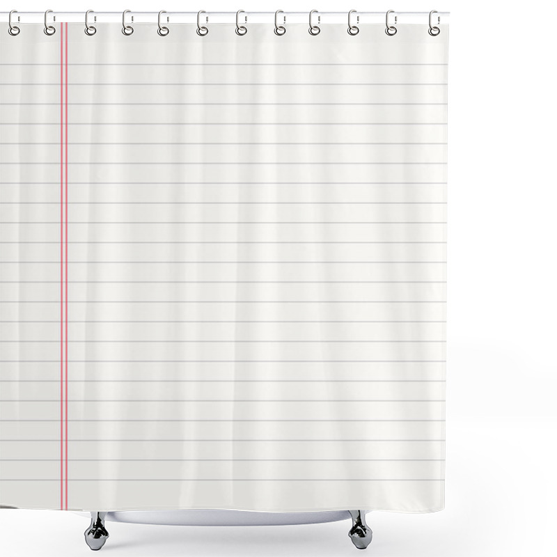 Personality  Blank Notebook Page Sheet. Lined Vector Empty Notebook Page With Grey And Red Lines. Shower Curtains