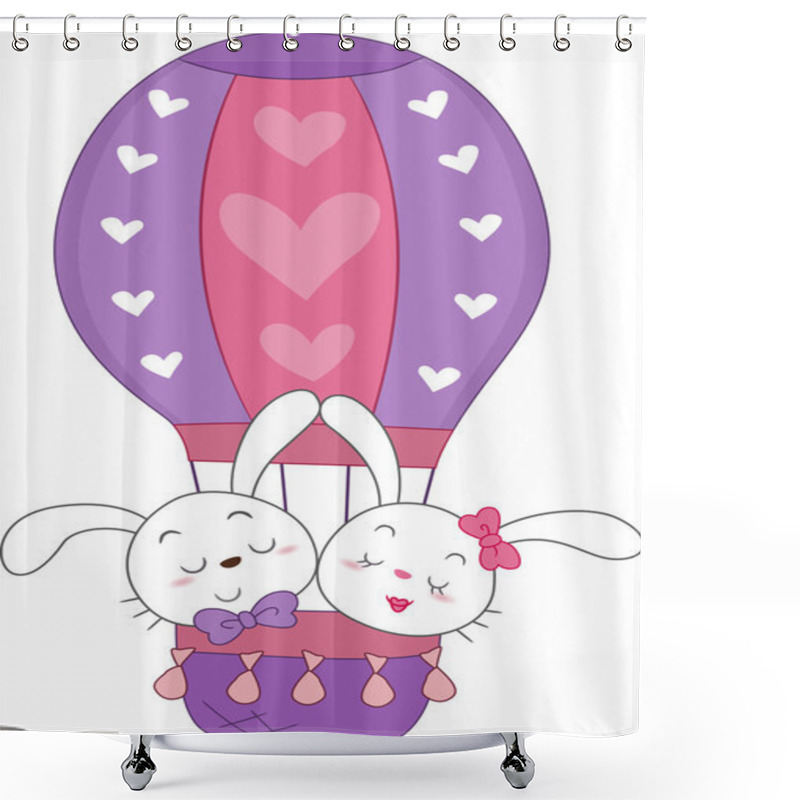 Personality  Bunnies In A Hot Air Balloon Shower Curtains