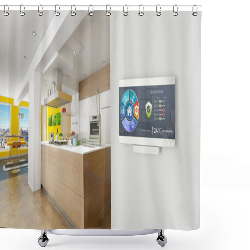 Personality  Home Automation Control Station In The Kitchen Of A Modern Home Shower Curtains