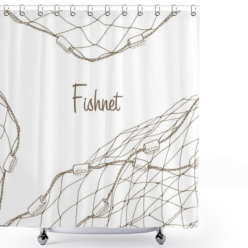 Personality  Fishing Net Background Shower Curtains