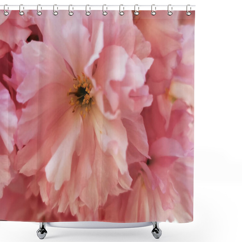 Personality  Delicate Pink Cherry Blossoms Display Their Vibrant Hues In A Spring Garden, Creating A Picturesque Scene Filled With The Beauty Of Nature And Renewal. Shower Curtains