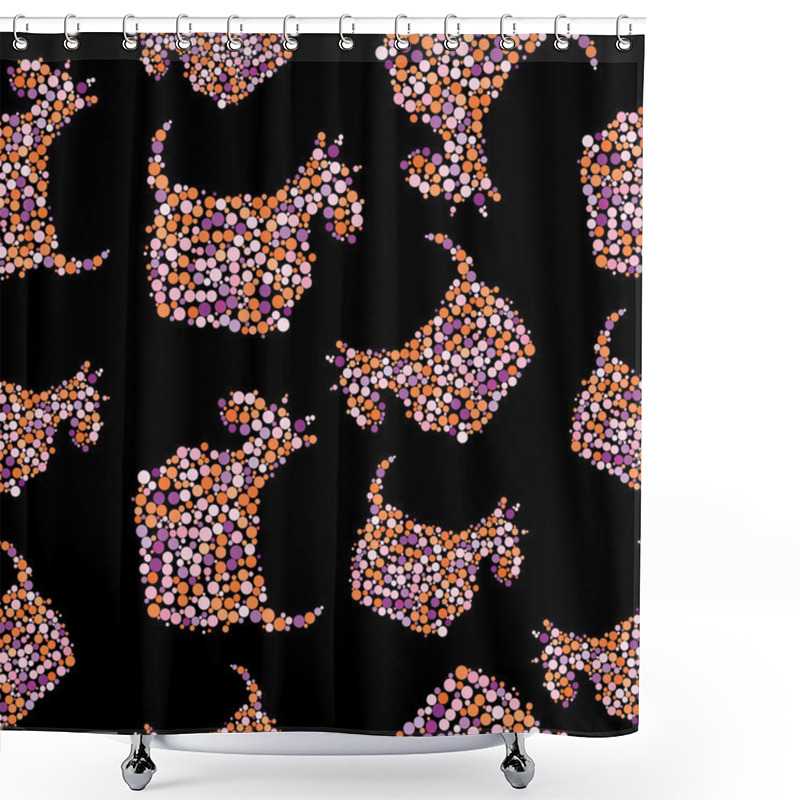 Personality  Seamless Pattern With Silhouettes Of Glamour Dogs Shower Curtains