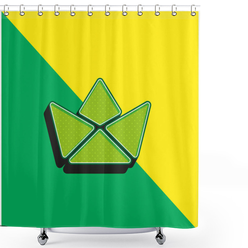 Personality  Boat Green And Yellow Modern 3d Vector Icon Logo Shower Curtains