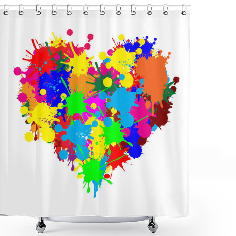 Personality  Paint Splatter Heart Shower Curtains