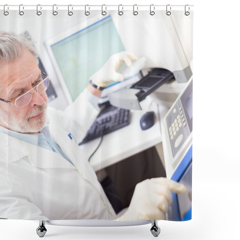 Personality  Life Scientist Researching In The Laboratory. Shower Curtains