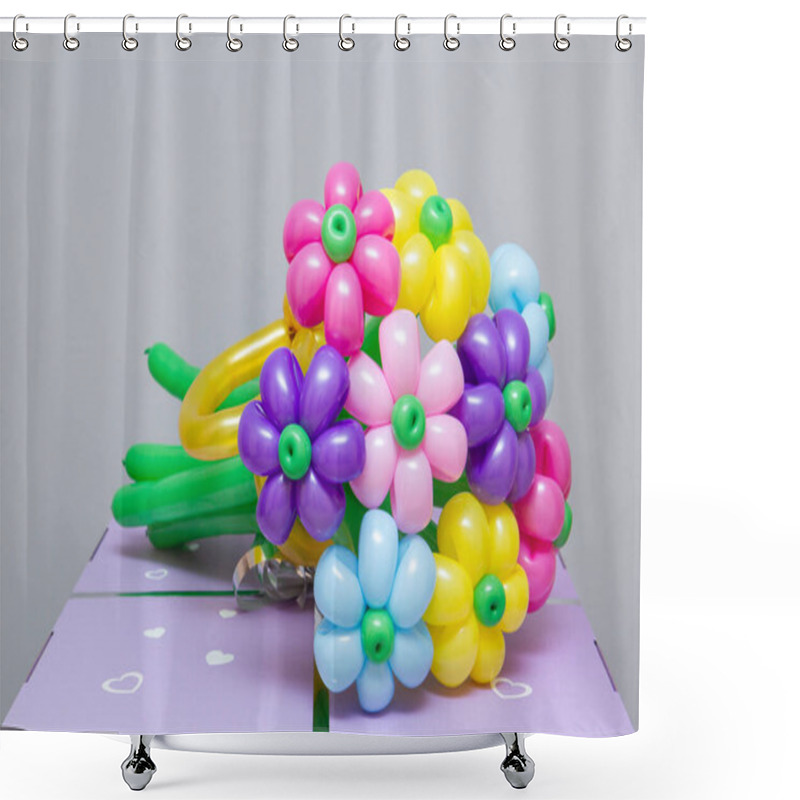 Personality  A Bouquet Of Flowers From Balloons On The Background Of The Wall Shower Curtains