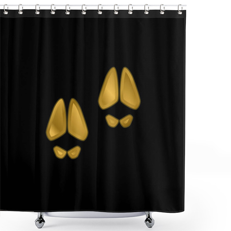 Personality  Animal Footprints Gold Plated Metalic Icon Or Logo Vector Shower Curtains