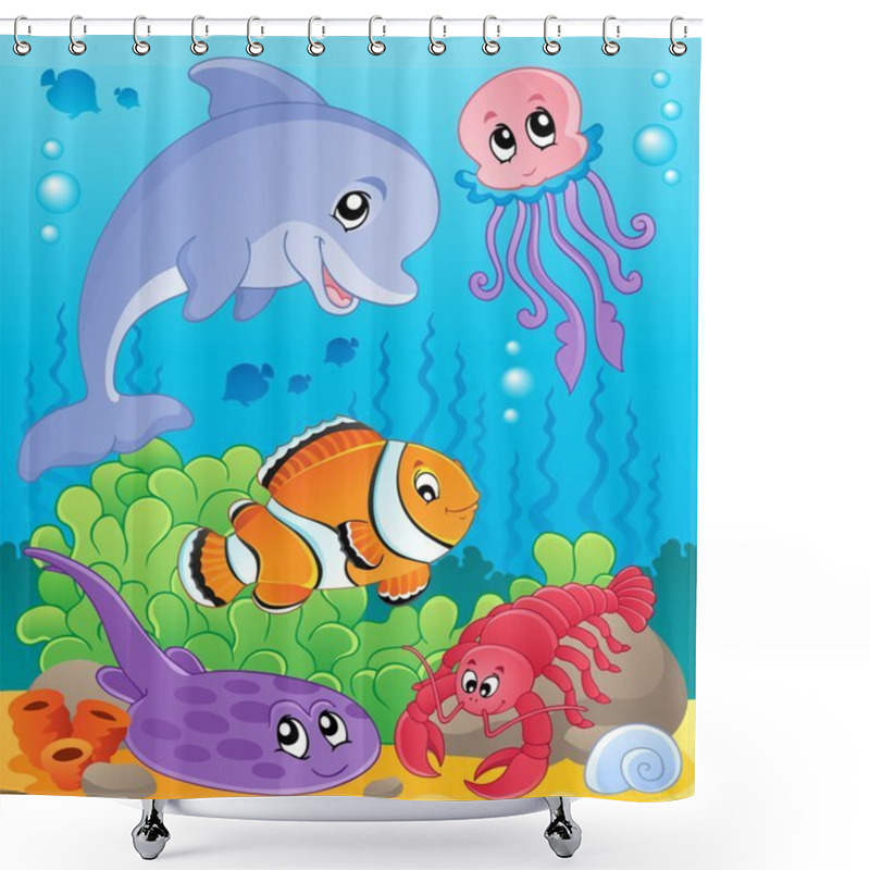 Personality  Image With Undersea Theme 5 Shower Curtains