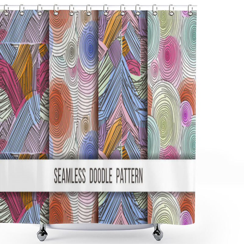 Personality  Vector Abstract Pattern, Curved Lines, Grunge Boho Background Shower Curtains