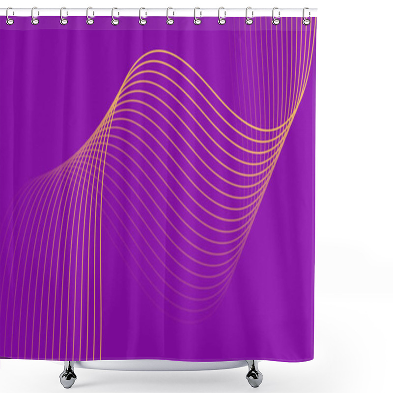 Personality  Abstract Background With Waves For Banner. Medium Banner Size. Vector Background With Lines. Element For Design Isolated On Purple. Purple And Orange Color. Brochure, Booklet Shower Curtains