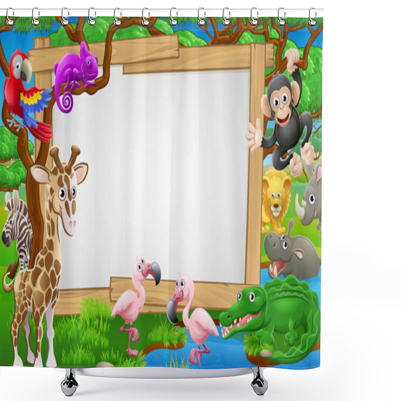 Personality  Cartoon Safari Animals Sign Shower Curtains