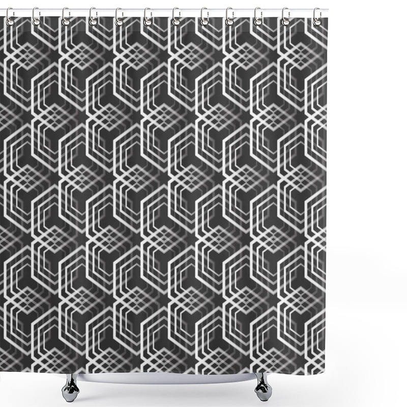 Personality  Abstract Hexagonal Background Geometric Grid Seamless Pattern Shower Curtains