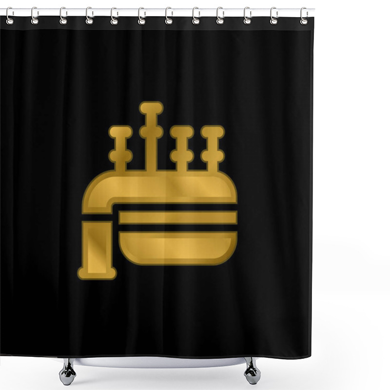 Personality  Bagpipe Gold Plated Metalic Icon Or Logo Vector Shower Curtains