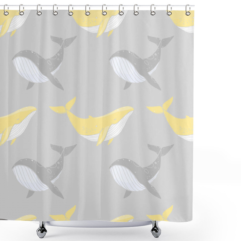 Personality  Pattern With Sea Life Collection Of Whales Shower Curtains