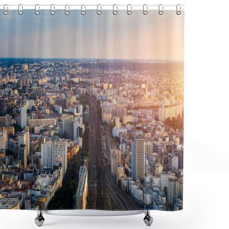 Personality  Top View Of Paris Skyline From Above. Main Landmarks Of European Shower Curtains