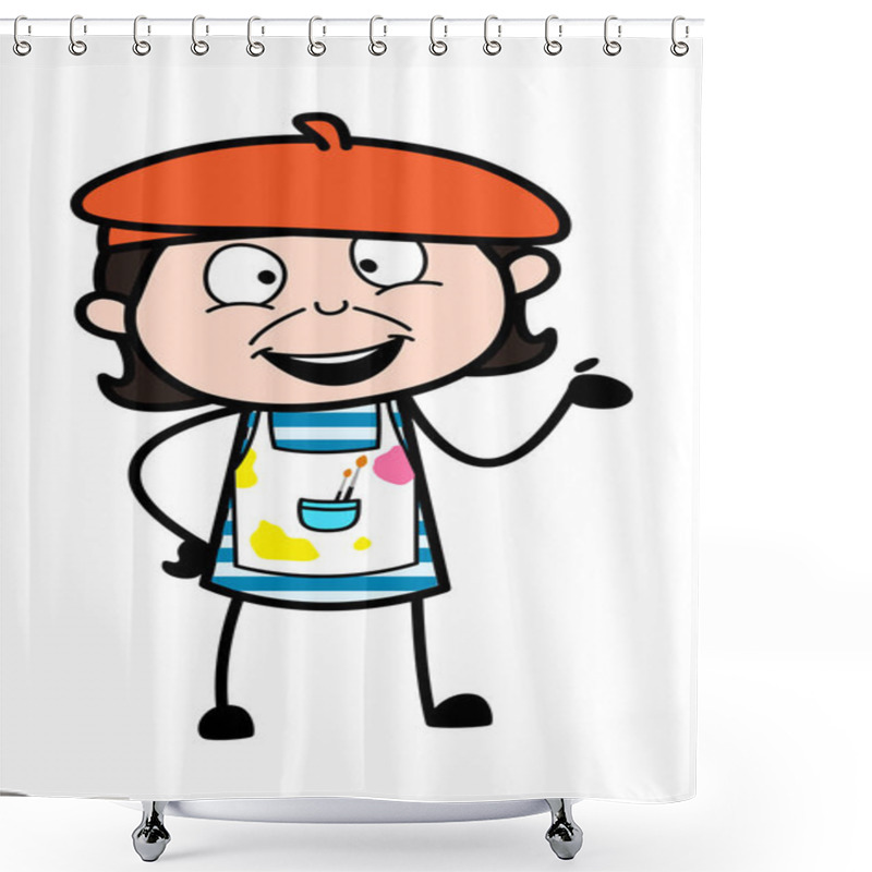 Personality  Happy Artist Cartoon Illustration Shower Curtains