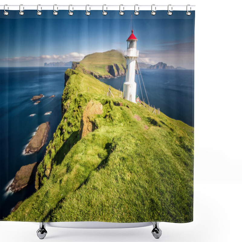 Personality  Lighthouse On Mykines, Faroe Islands Shower Curtains