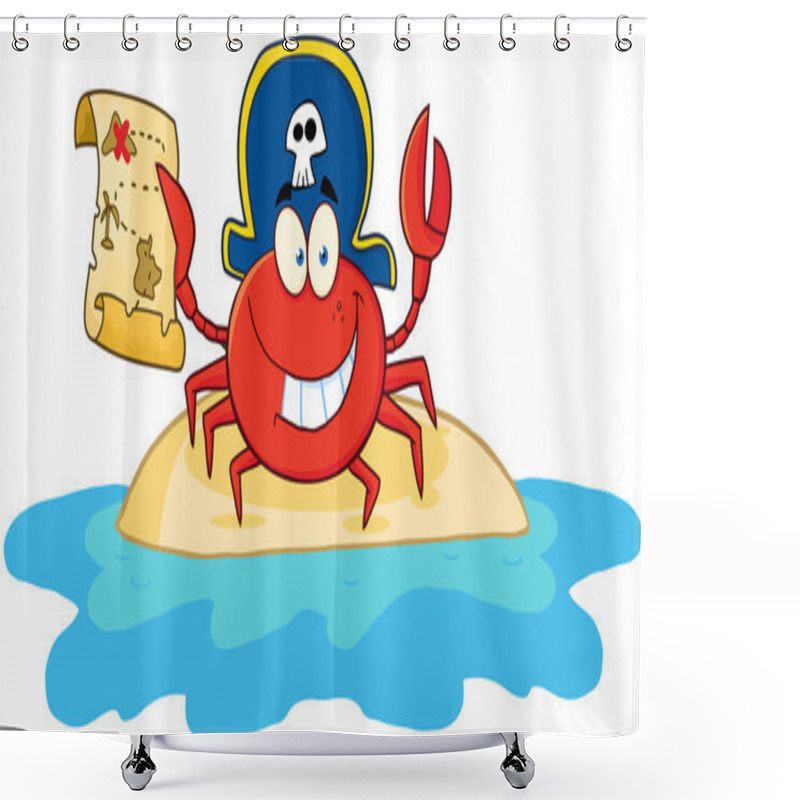 Personality  Pirate Crab Holding A Treasure Map Shower Curtains