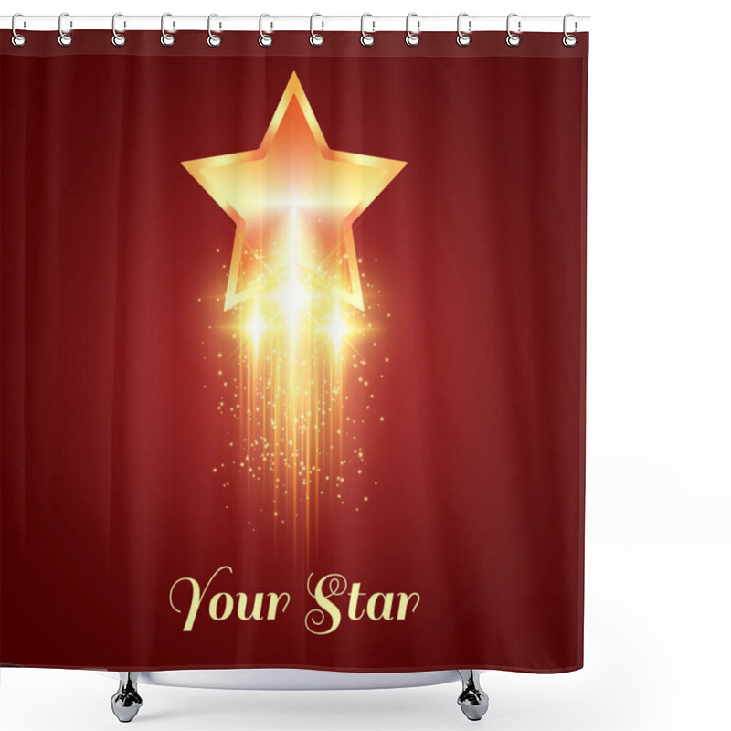 Personality  Background With Glowing Golden Star Shower Curtains