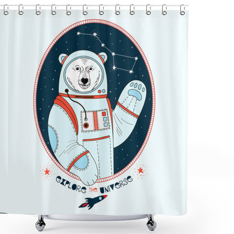 Personality  Polar Bear Astronaut In Outer Space Shower Curtains