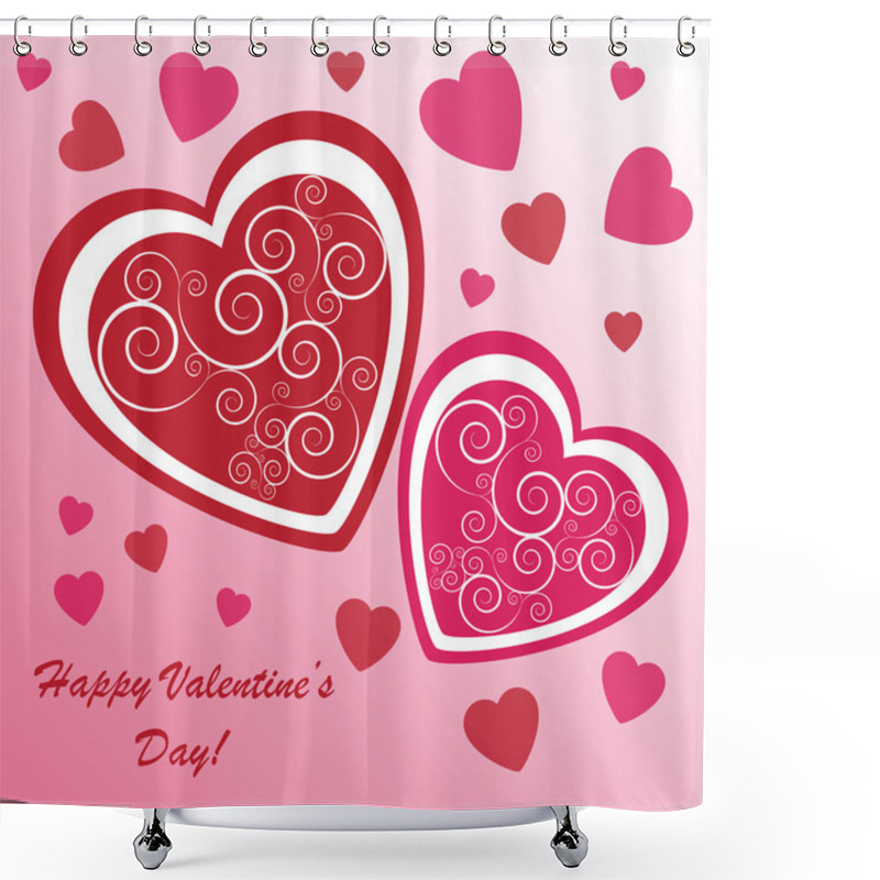 Personality  Valentine's Background With Many Hearts Shower Curtains